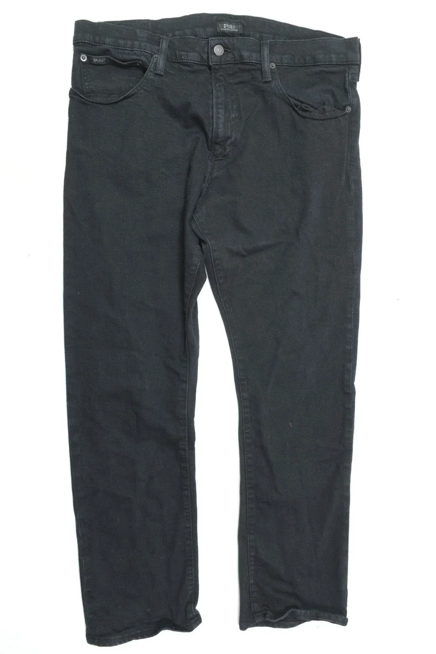 Polo Ralph Lauren VARICK Jeans Mens 36x30 Black Slim Fit Straight Leg Denim